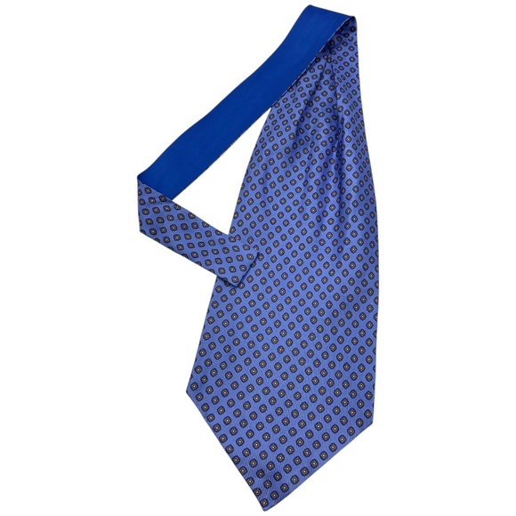 BEAUTIFUL Blue Geometric Silk Ascot Cravat GERMANY - Picture 1 of 4